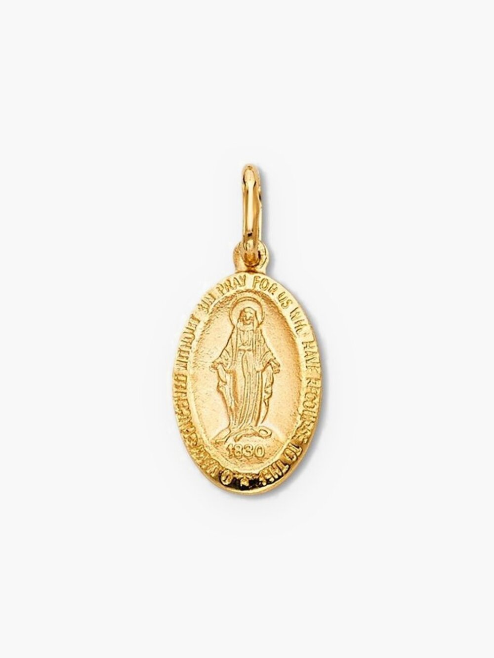 14K Gold Miraculous Medal Pendant | Virgin Mary Religious Charm Gift